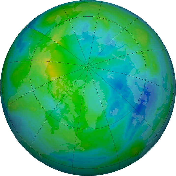 Arctic ozone map for 25 October 1989